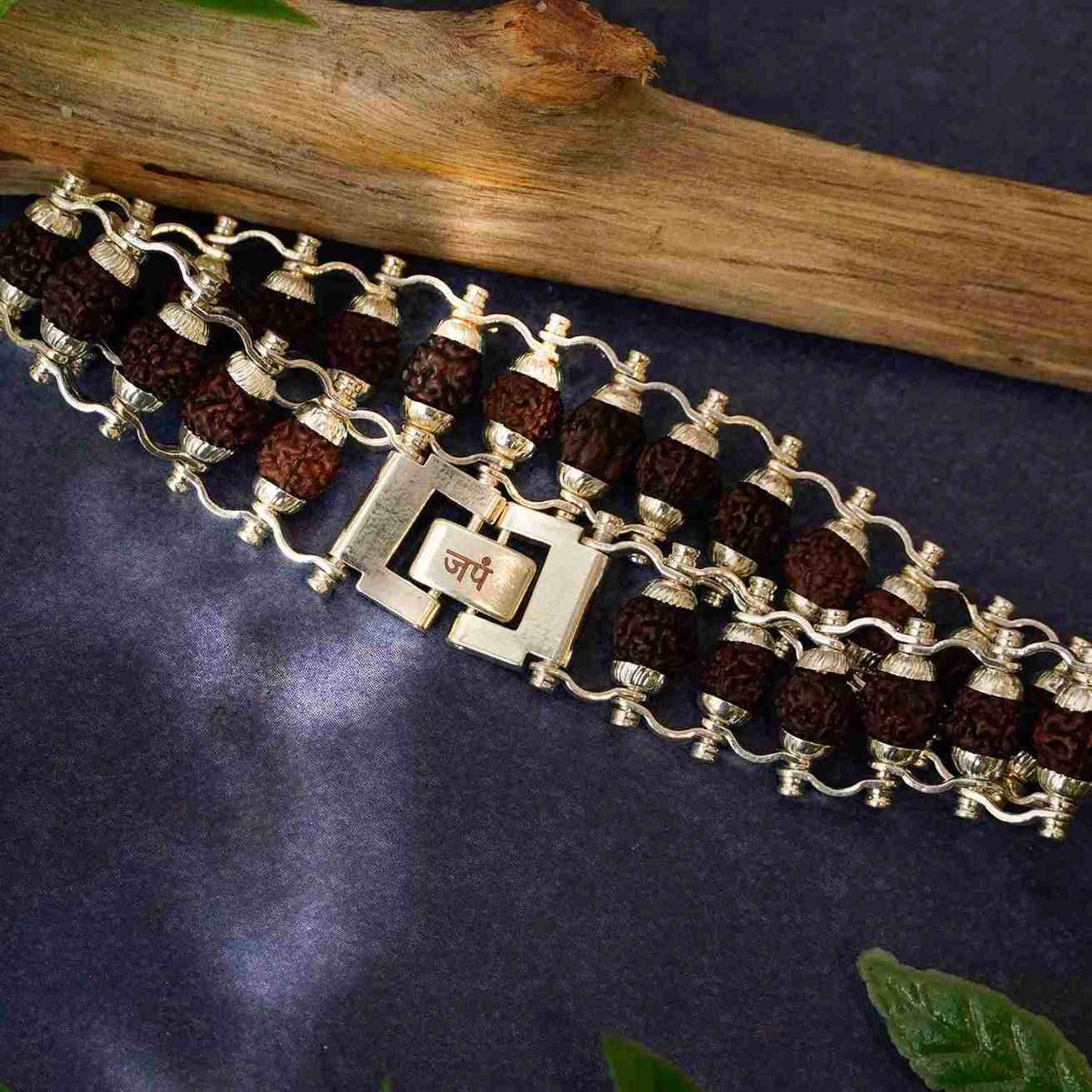 Silver Plated Modern Rudraksha Bracelet