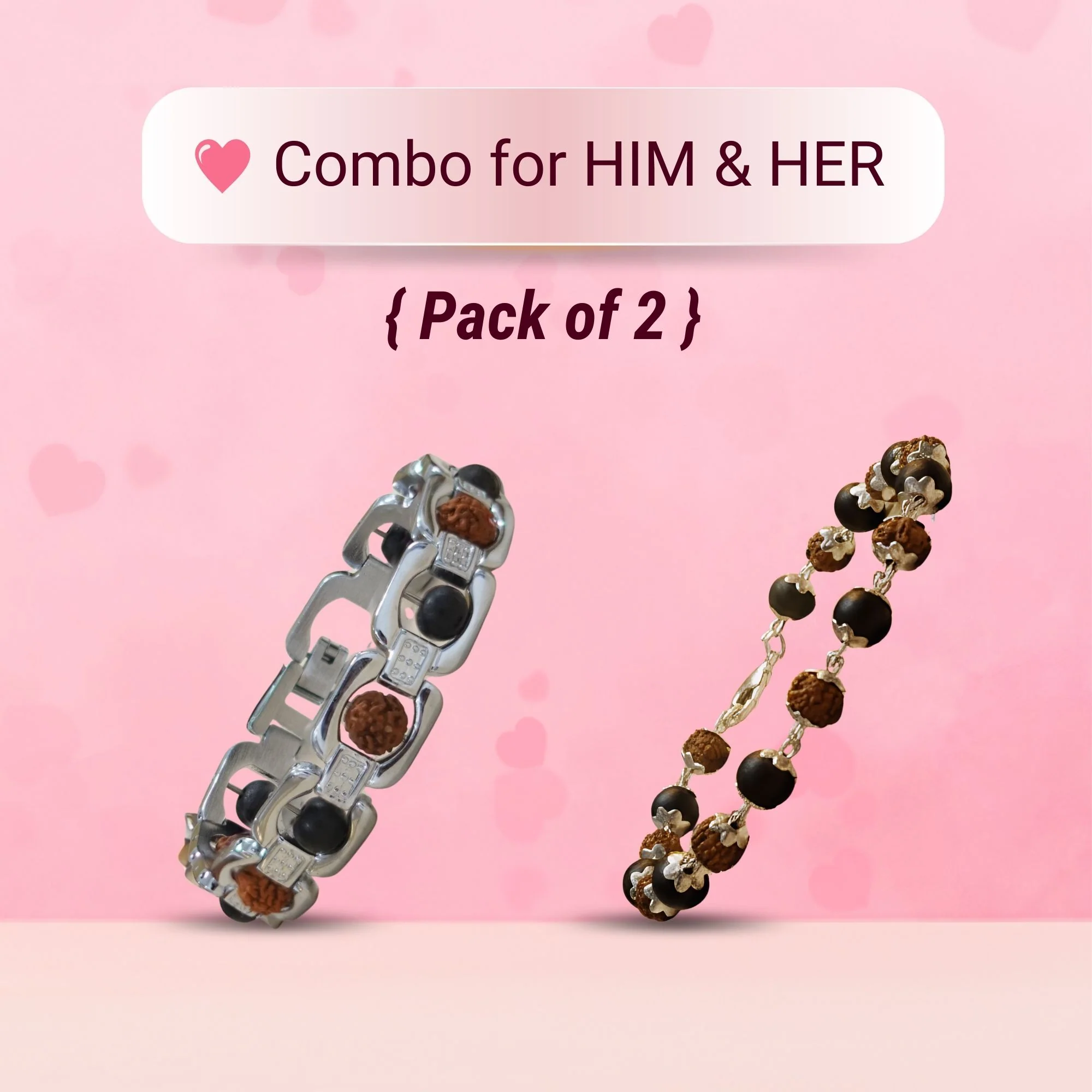 Silver Plated Rudraksha Karungali Bracelet for Him & Her